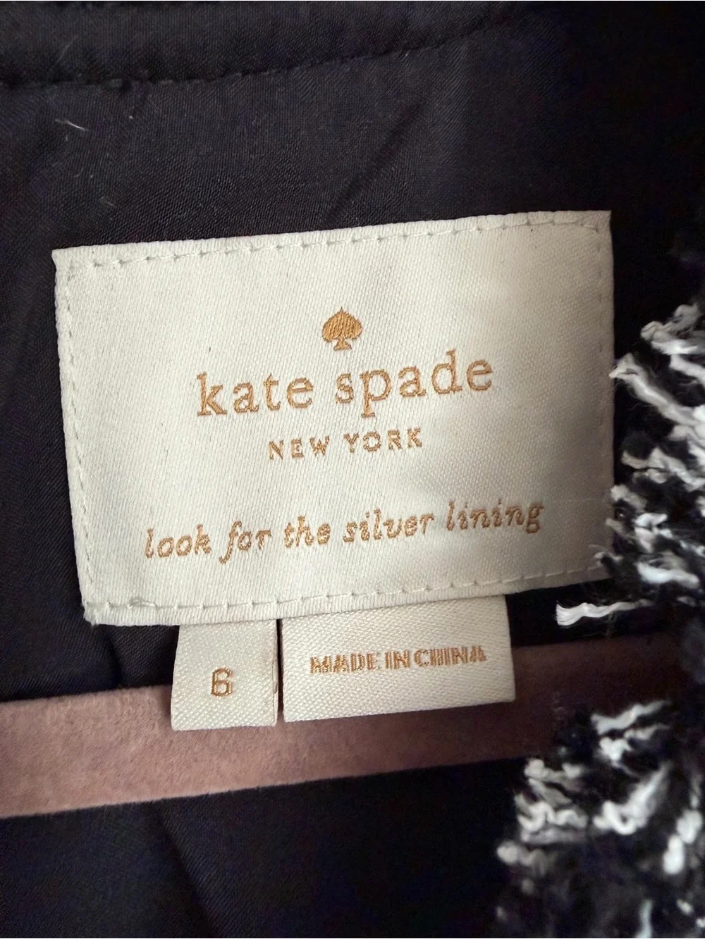 Kate Spade NY Houndstooth Tweed A-Line Preppy Monochrome Mini Dress EUC Sz 6